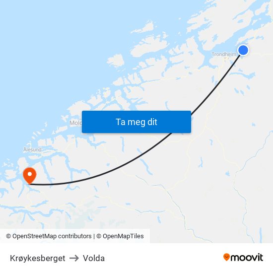 Krøykesberget to Volda map