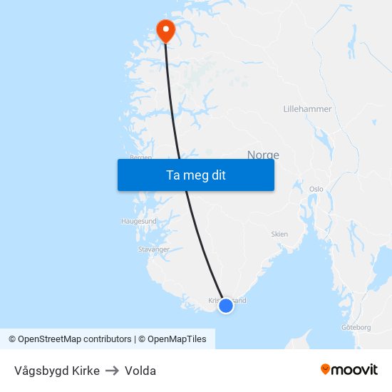 Vågsbygd Kirke to Volda map