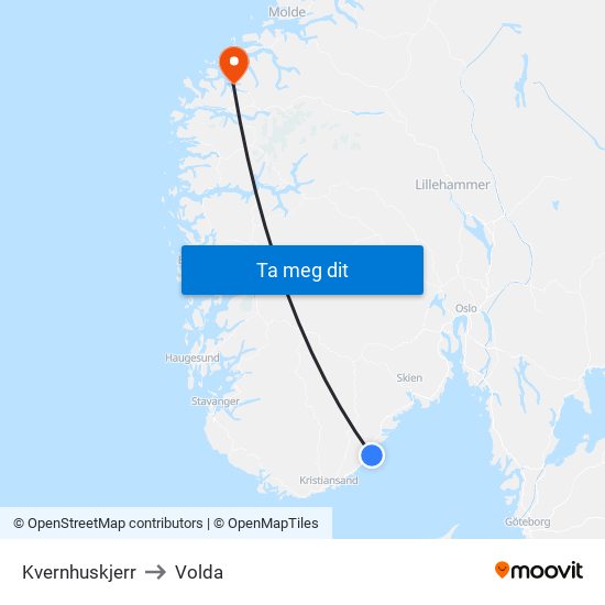 Kvernhuskjerr to Volda map