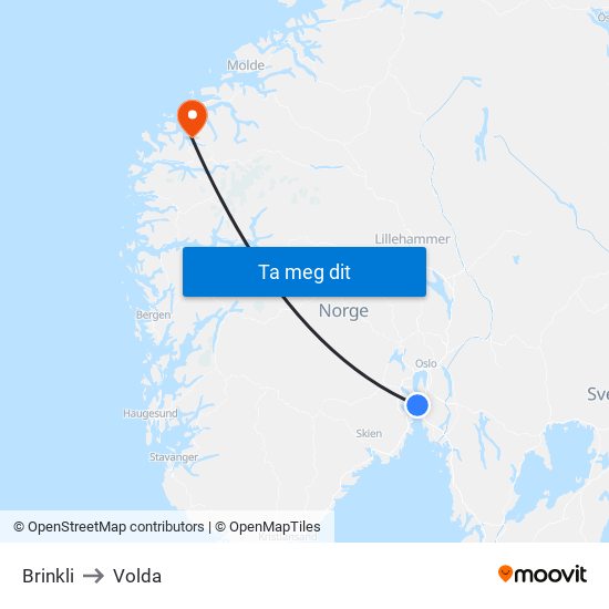 Brinkli to Volda map