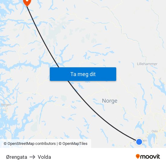 Ørengata to Volda map