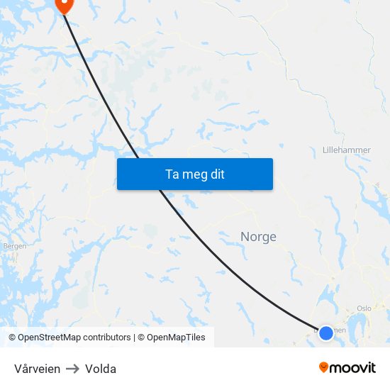 Vårveien to Volda map