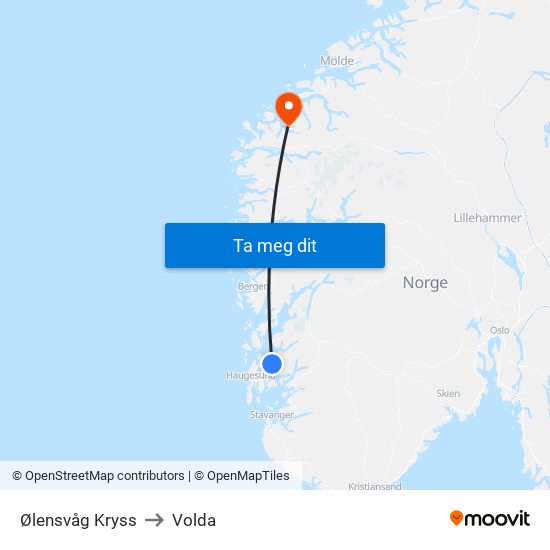 Ølensvåg Kryss to Volda map