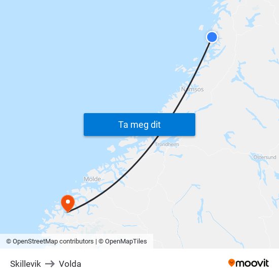 Skillevik to Volda map