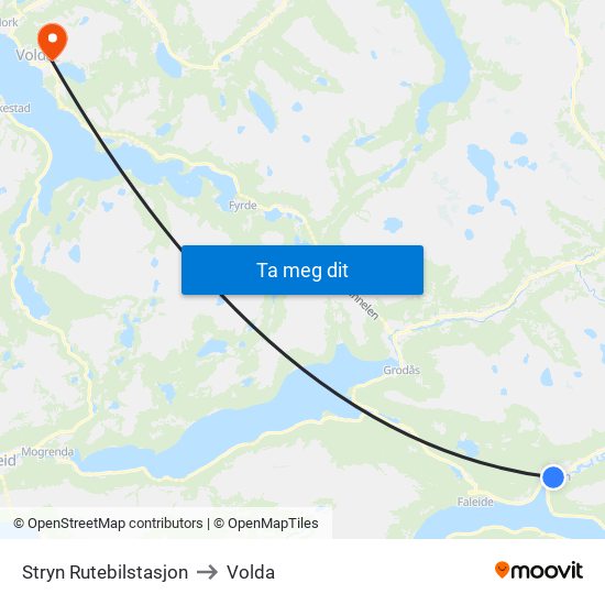 Stryn Rutebilstasjon to Volda map