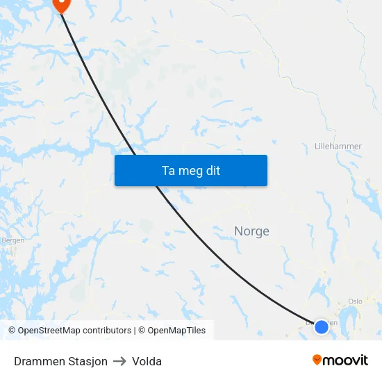 Drammen Stasjon to Volda map