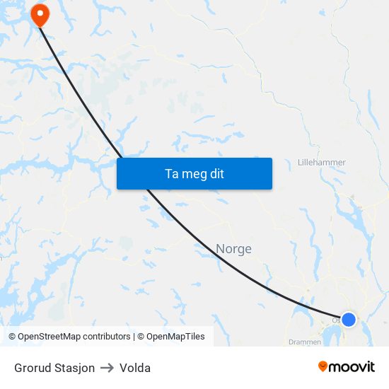 Grorud Stasjon to Volda map