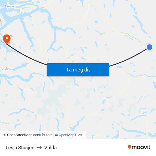 Lesja Stasjon to Volda map