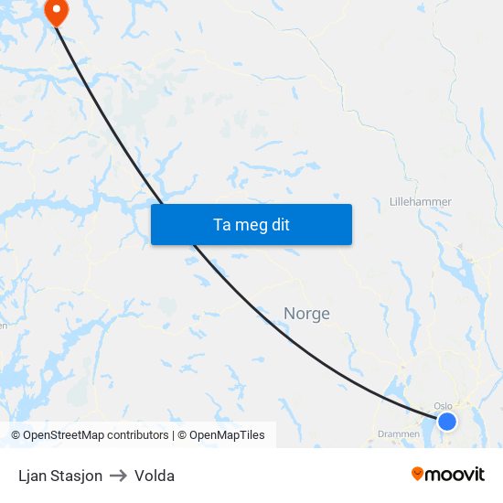 Ljan Stasjon to Volda map