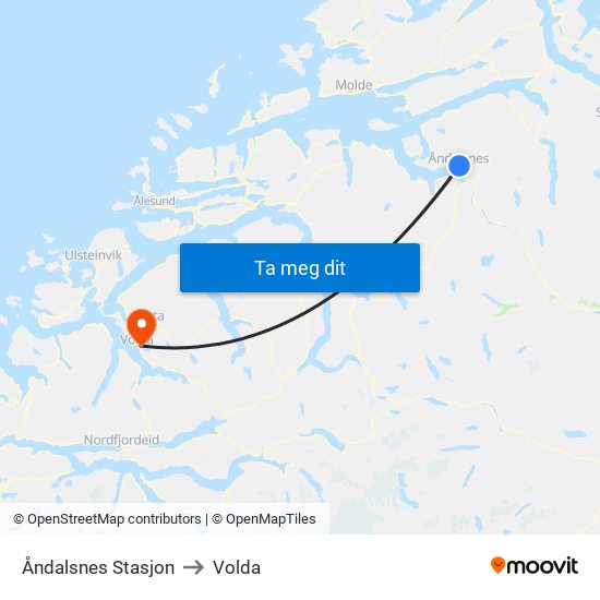 Åndalsnes Stasjon to Volda map