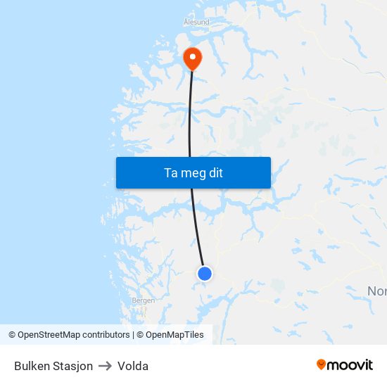Bulken Stasjon to Volda map