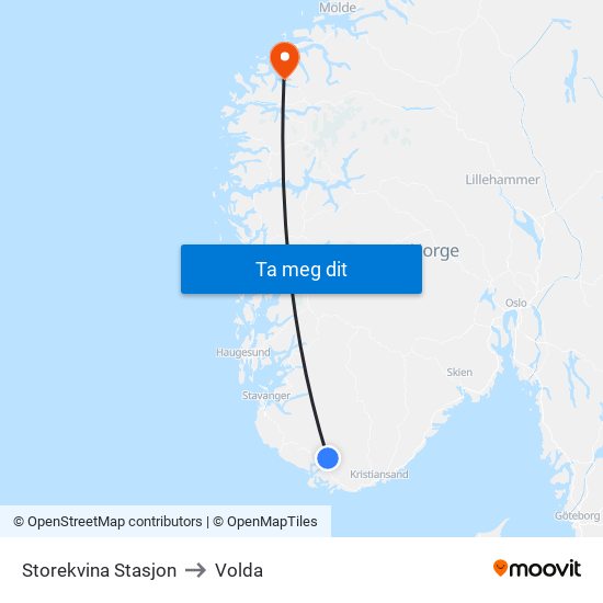 Storekvina Stasjon to Volda map