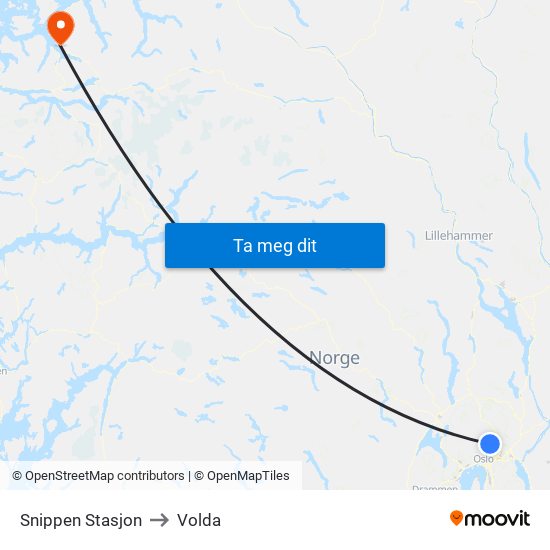 Snippen Stasjon to Volda map