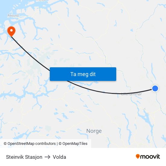 Steinvik Stasjon to Volda map