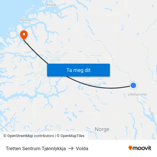 Tretten Sentrum Tjønnlykkja to Volda map