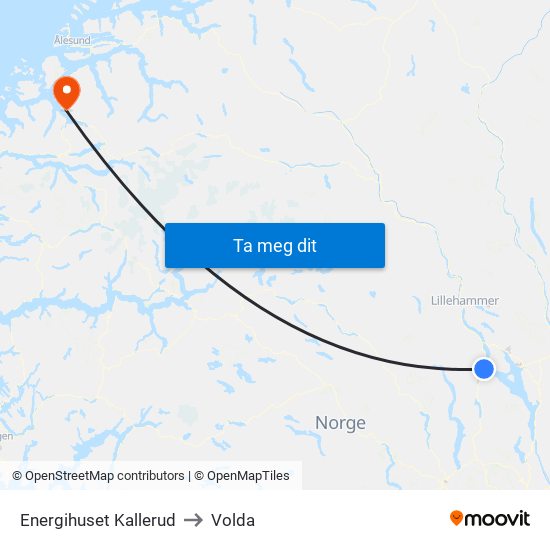 Energihuset Kallerud to Volda map