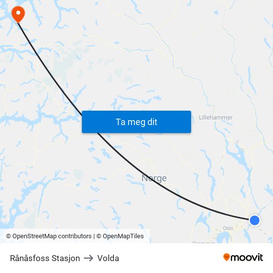 Rånåsfoss Stasjon to Volda map