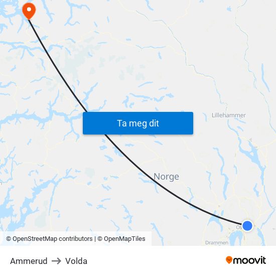 Ammerud to Volda map