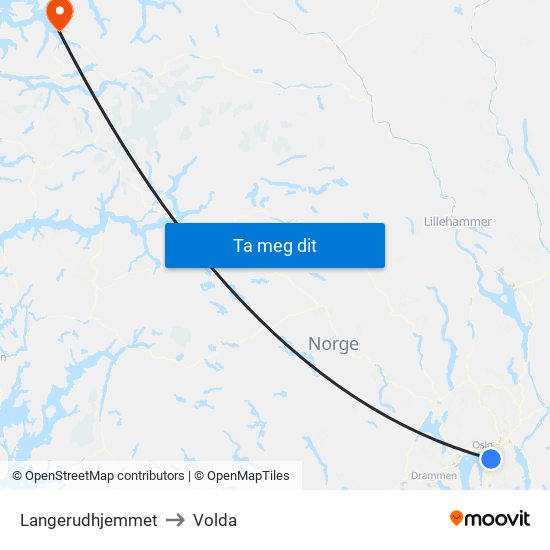Langerudhjemmet to Volda map