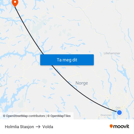 Holmlia Stasjon to Volda map