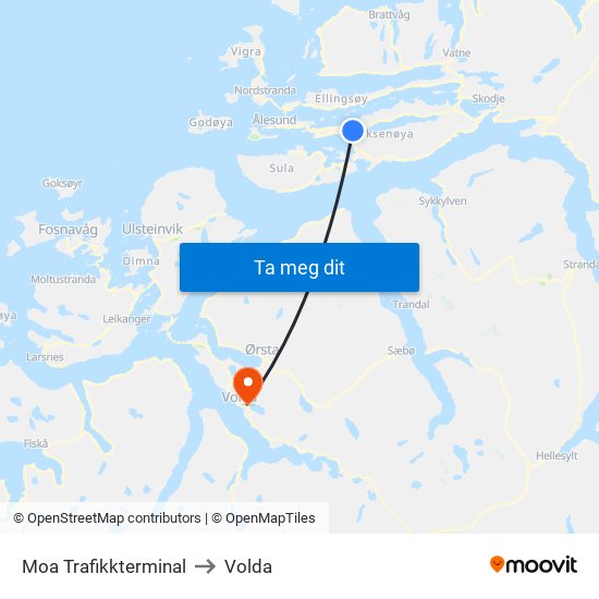 Moa Trafikkterminal to Volda map