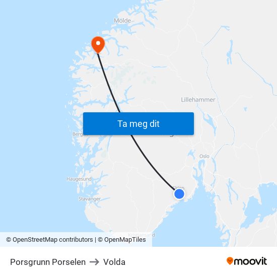 Porsgrunn Porselen to Volda map