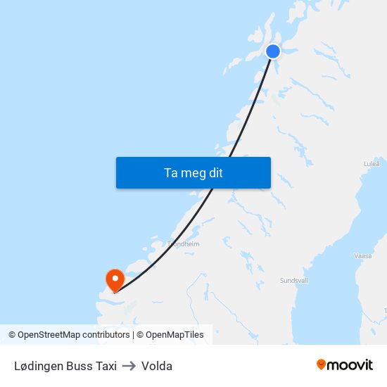 Lødingen Buss Taxi to Volda map