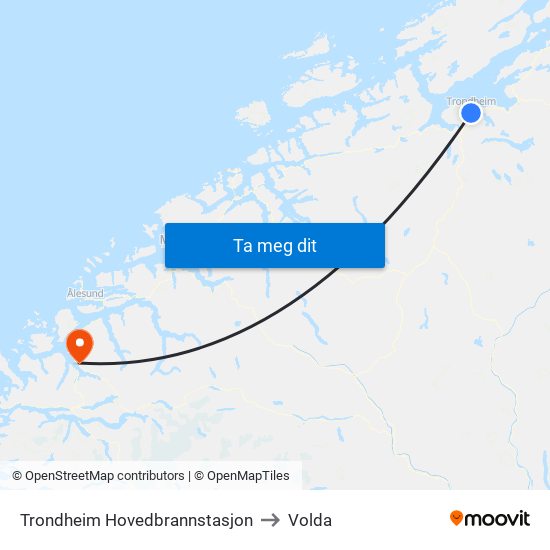 Trondheim Hovedbrannstasjon to Volda map