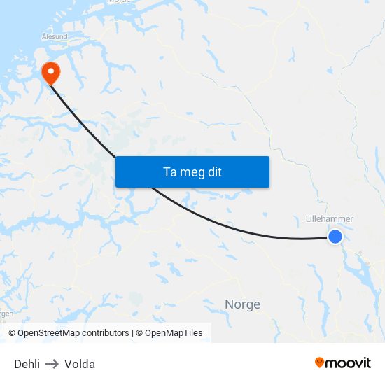 Dehli to Volda map