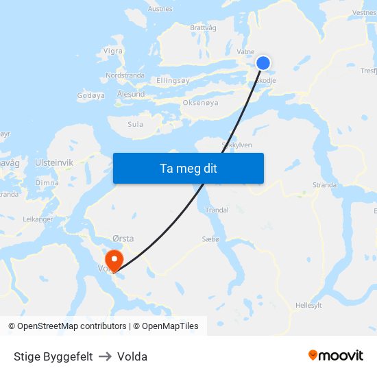 Stige Byggefelt to Volda map