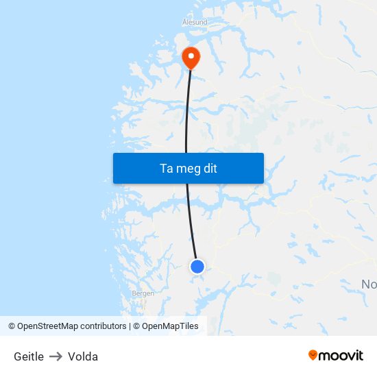 Geitle to Volda map
