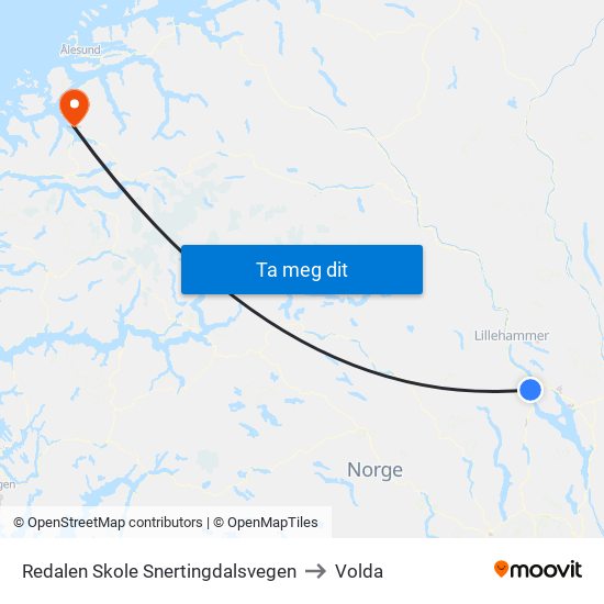 Redalen Skole Snertingdalsvegen to Volda map