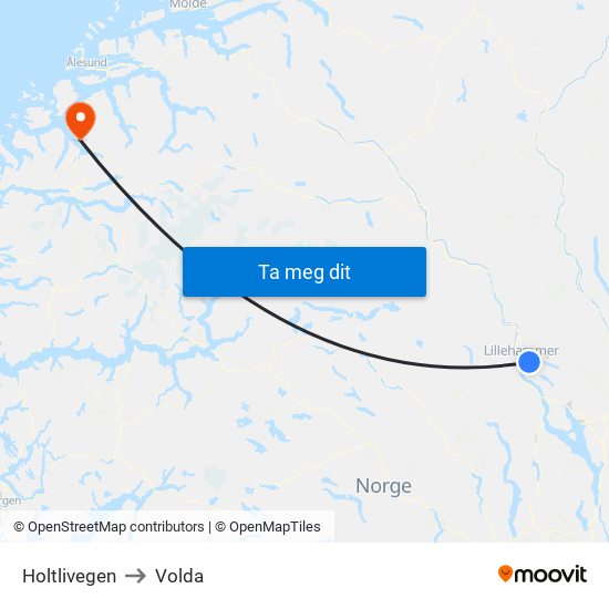 Holtlivegen to Volda map