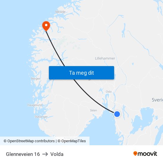 Glenneveien 16 to Volda map