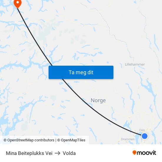 Mina Beiteplukks Vei to Volda map