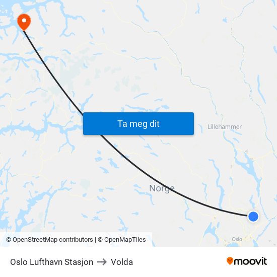 Oslo Lufthavn Stasjon to Volda map