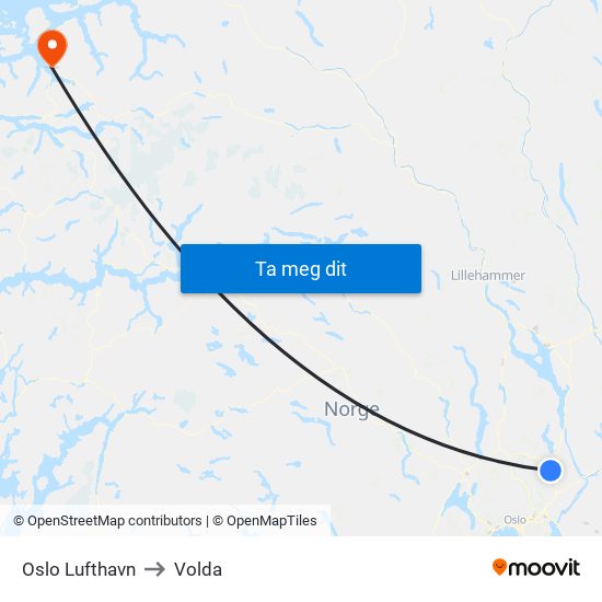 Oslo Lufthavn to Volda map