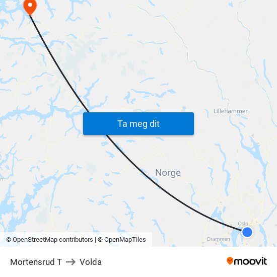 Mortensrud T to Volda map