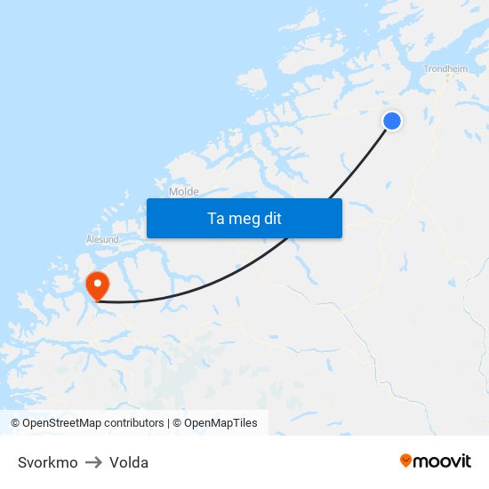 Svorkmo Klinglivegen to Volda map