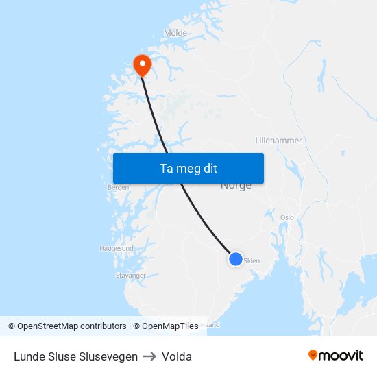 Lunde Sluse Slusevegen to Volda map