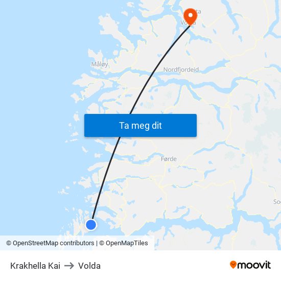 Krakhella Kai to Volda map
