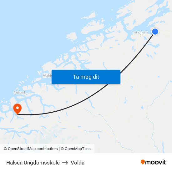 Halsen Ungdomsskole to Volda map