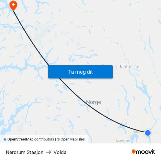 Nerdrum Stasjon to Volda map