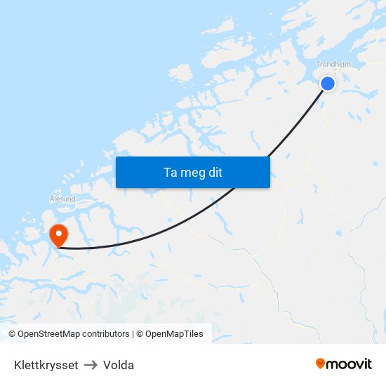Klettkrysset to Volda map