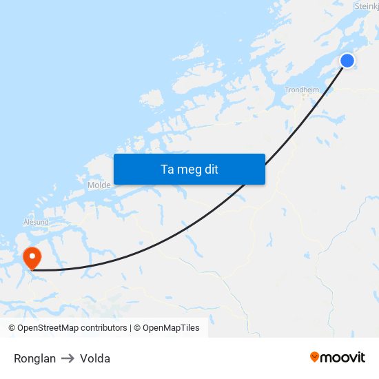 Ronglan to Volda map