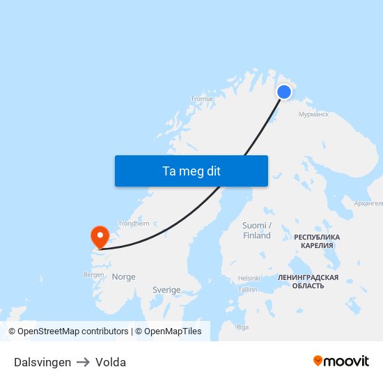 Dalsvingen to Volda map