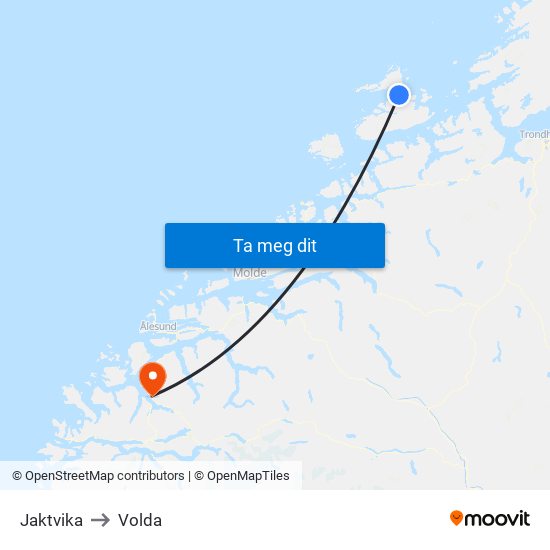 Jaktvika to Volda map