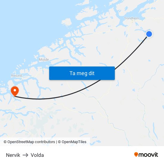 Nervik to Volda map