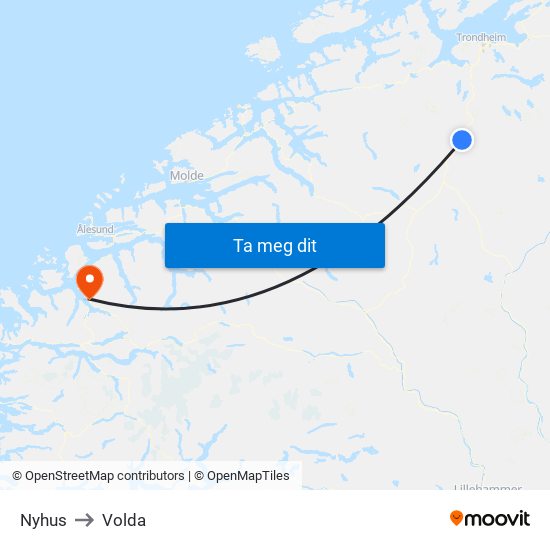 Nyhus to Volda map