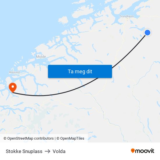 Stokke Snuplass to Volda map